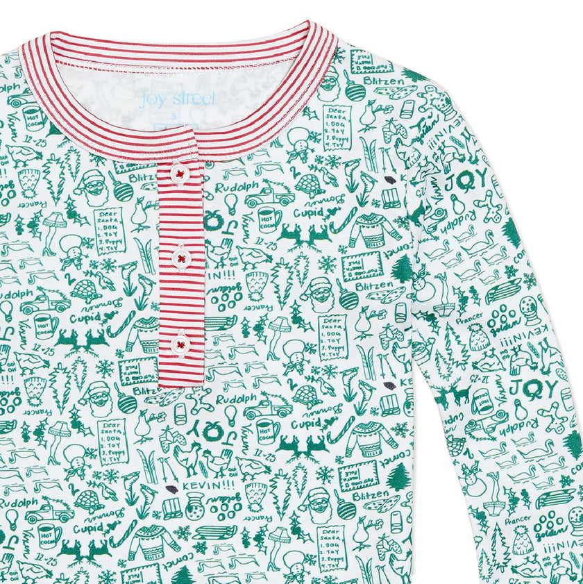 North Pole Christmas Two Piece Kids Henley Pajamas