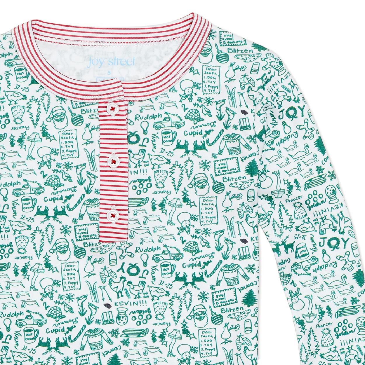 North Pole Christmas Two Piece Kids Henley Pajamas