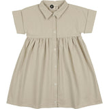 Textured Grid Rolled Cuff Short Sleeve Shirt Dress