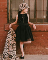 Sleeveless Bi-Material Velour and Mesh Dress