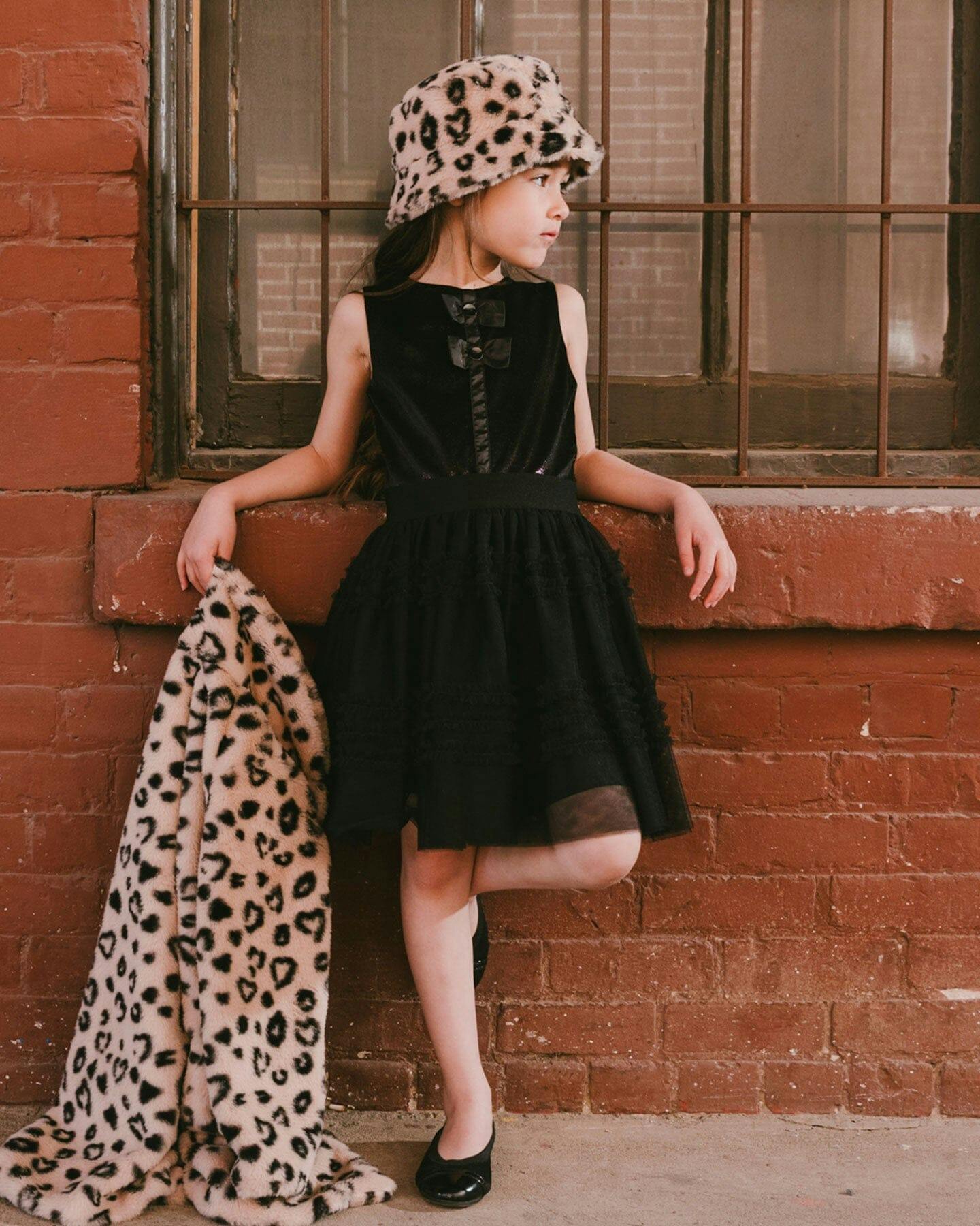 Sleeveless Bi-Material Velour and Mesh Dress