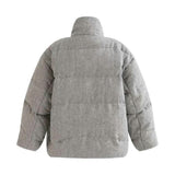 Gray Puffer Jacket with High Collar