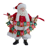 Kurt Adler 10.5-Inch Fabriché Santa Holding "Merry Christmas" Banner Garland