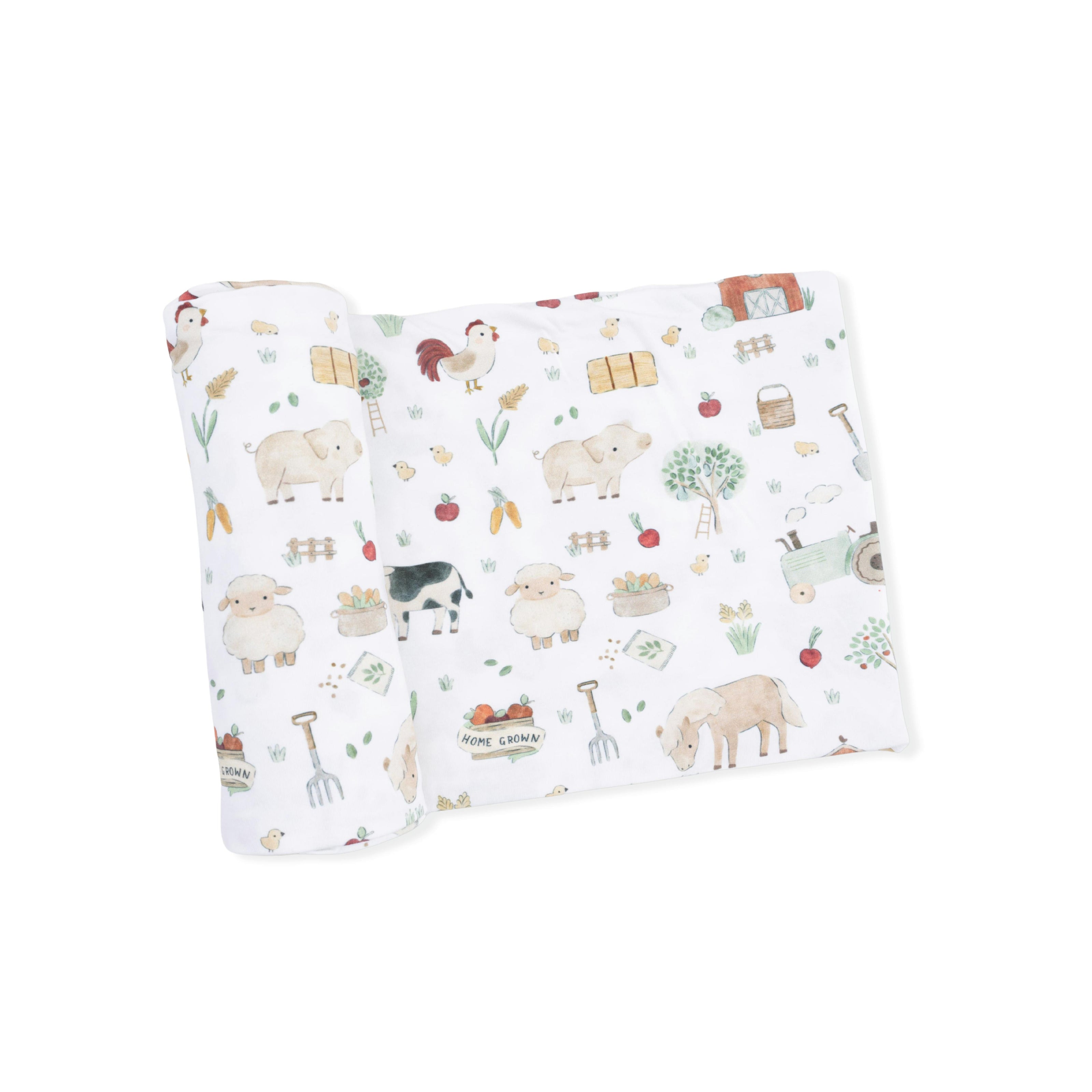 Cute Farm Animals Uni - 2 Way Zipper Footie, Swaddle  & Bandana Bib Set
