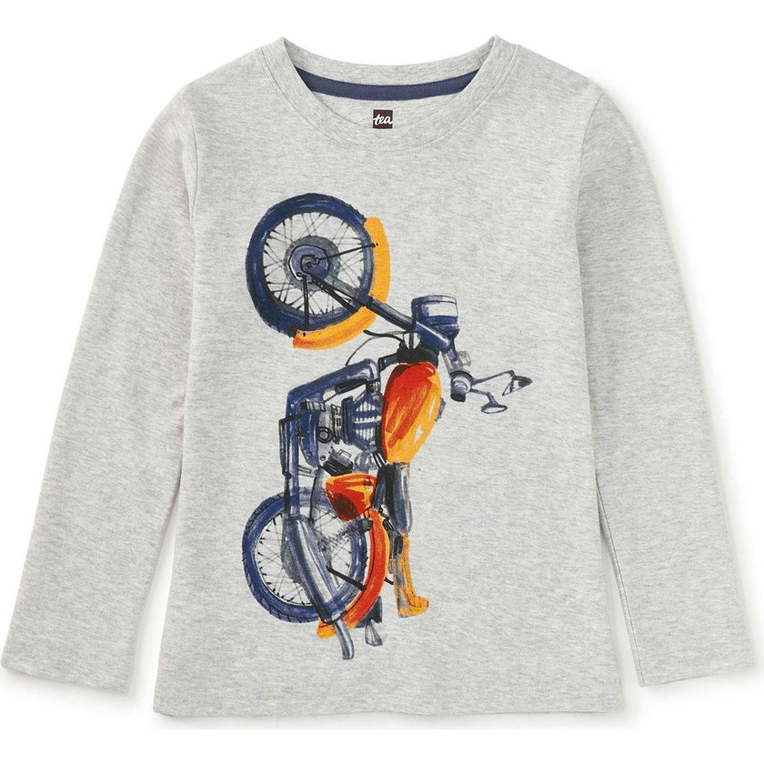 Motor Bike Graphic Tee, Grey