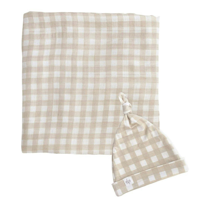 Bamboo Muslin Swaddle Blanket & Topknot Set