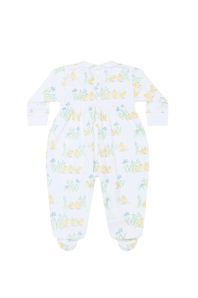 Chicks Print Smocked Footie