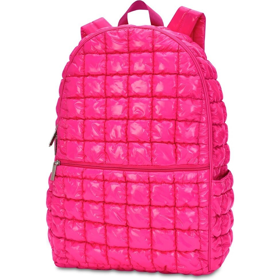 Hot Pink Shiny Puffer Backpack