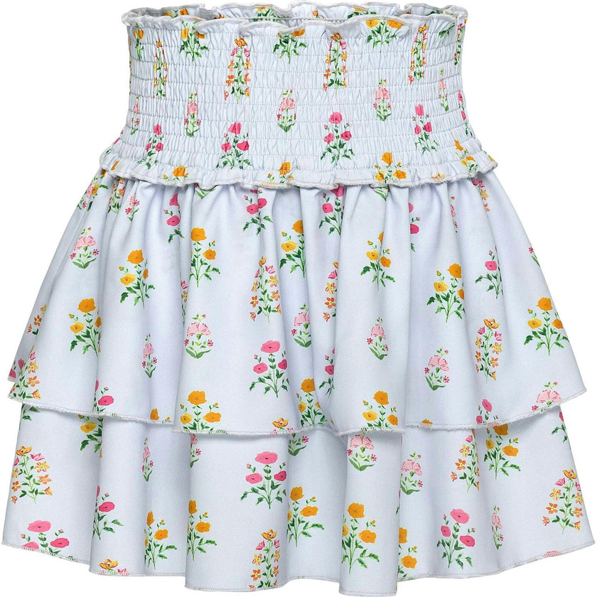 Scottie Skirt Blue Floral Block Print