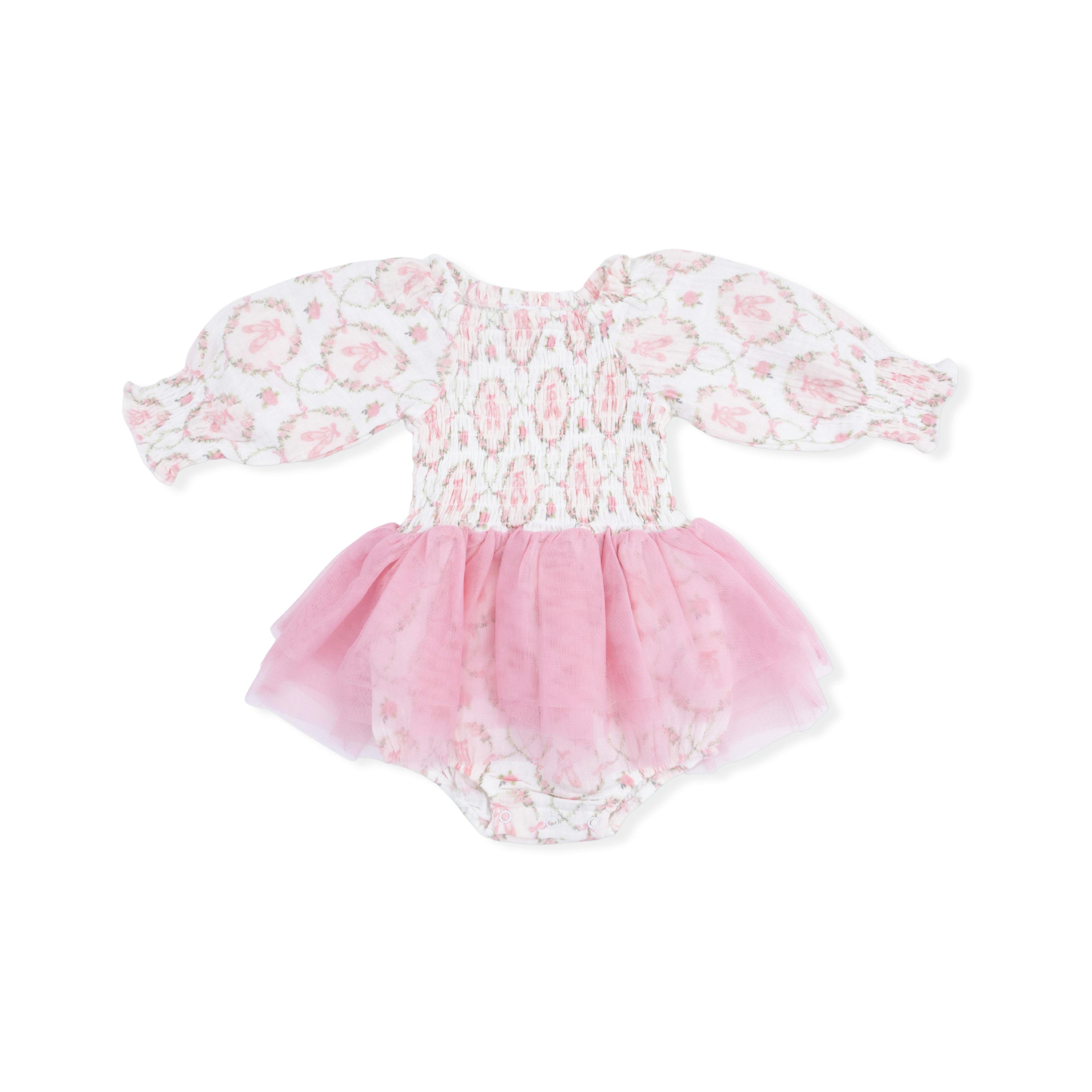 Cameo Ballet Shoes - Long Sleeve Smocked Bubble with Tutu