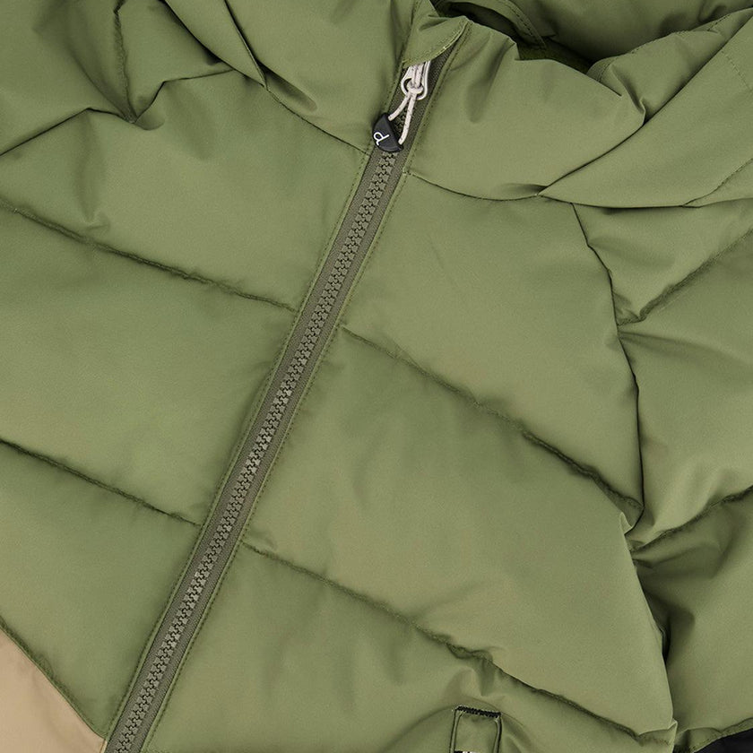 Color-Block Winter Jacket Olive Green