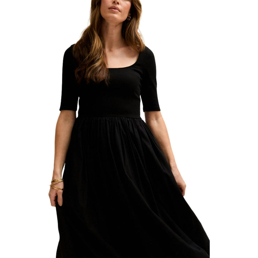 Sydney Short Sleeve Jersey Bodice Embroidered Midi Dress