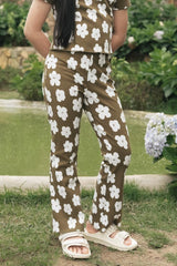 Organic Cotton Blend Flare Ribbed Pant