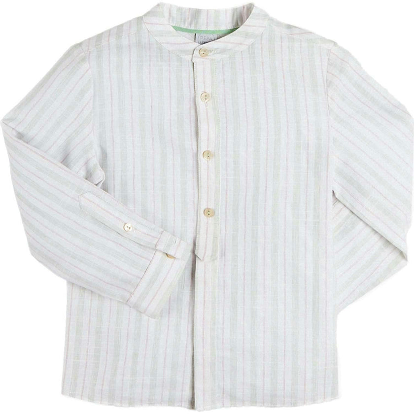Hampton Stripe Button Detail Long Sleeve Shirt in Green (12mths-3yrs)