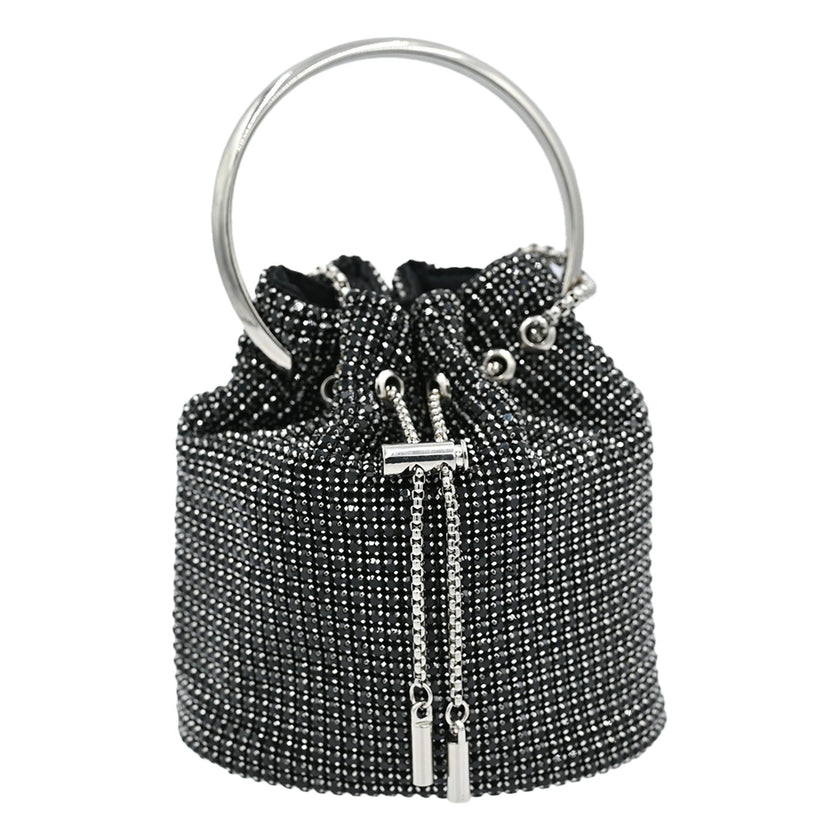 Black Rhinestone Chain Buckle Purse