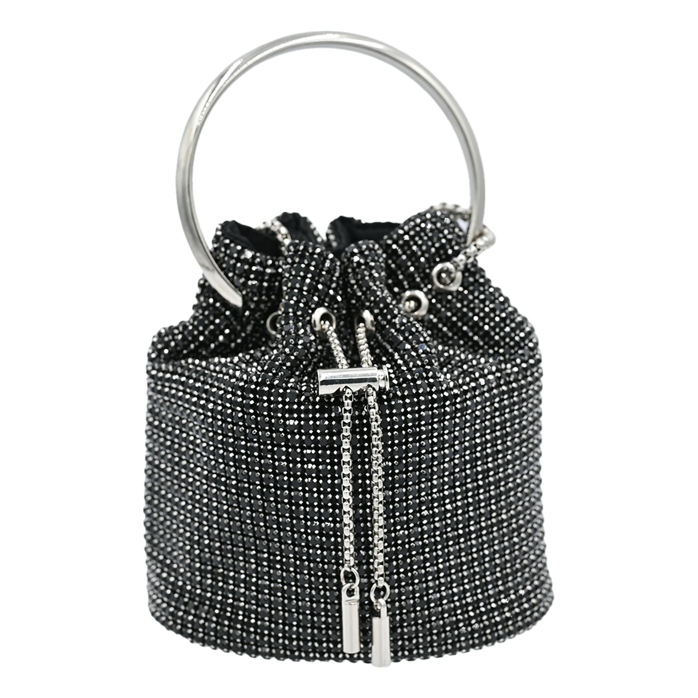 Black Rhinestone Chain Buckle Purse
