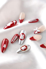 Miffy Burgundy Almond Press-On Nails | Cute Character Nail Art