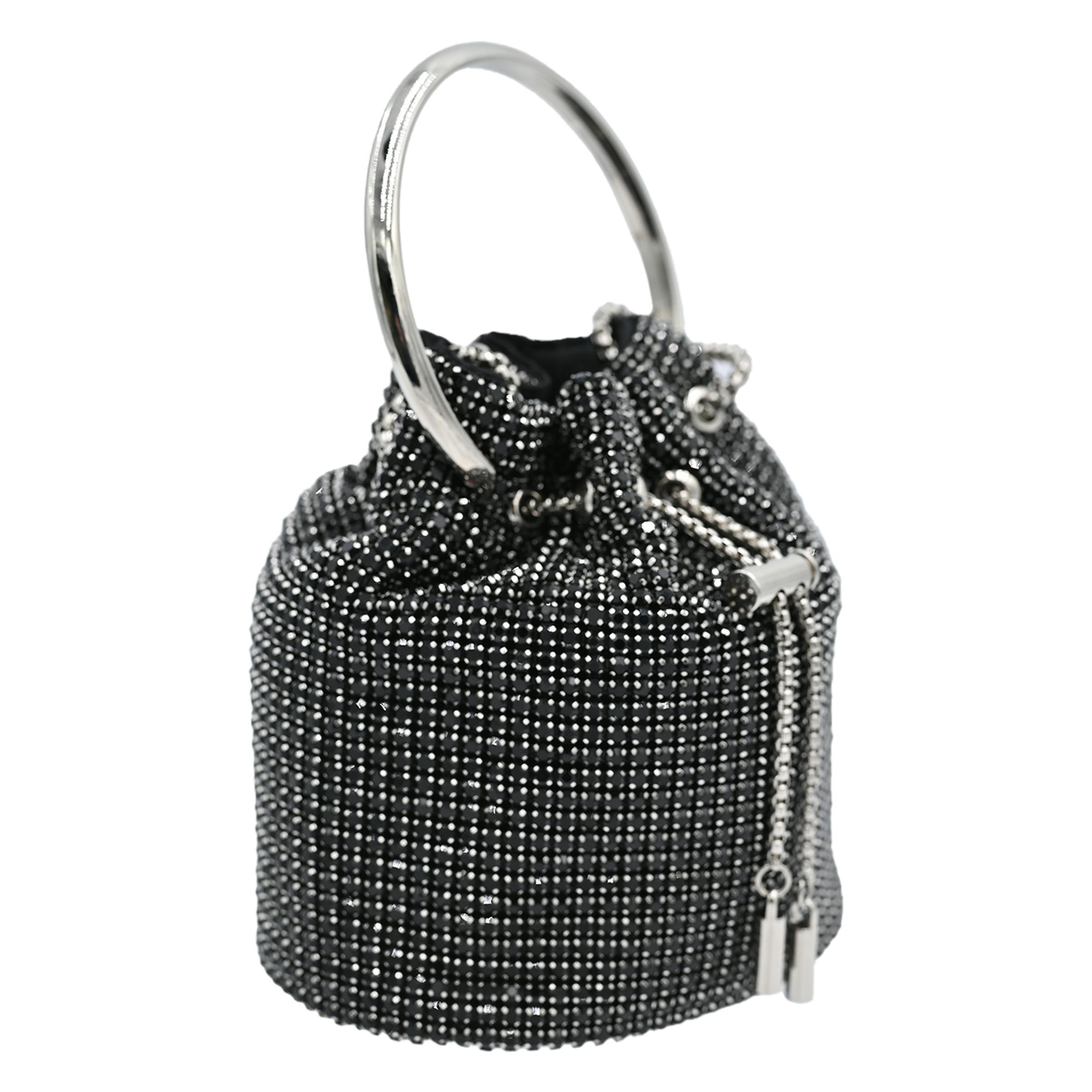 Black Rhinestone Chain Buckle Purse