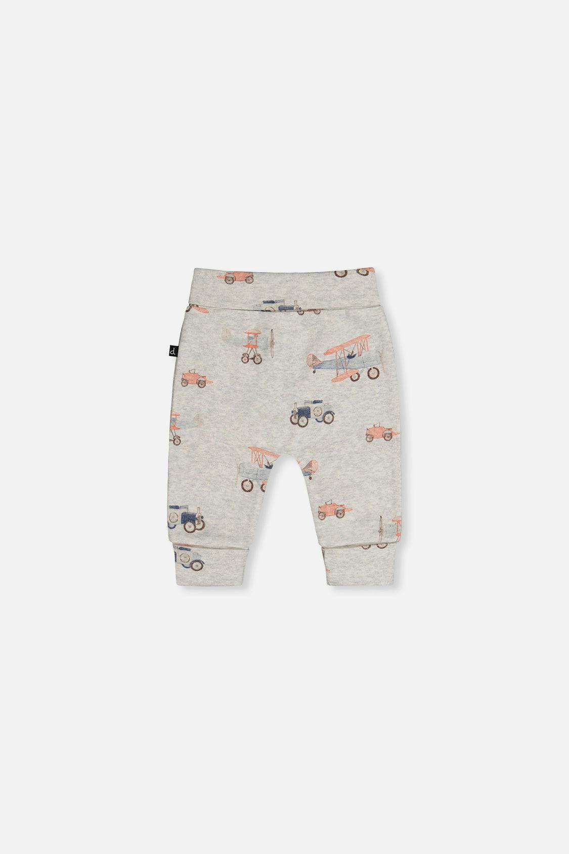 Organic Cotton Evolutive Pants Beige Printed Airplanes