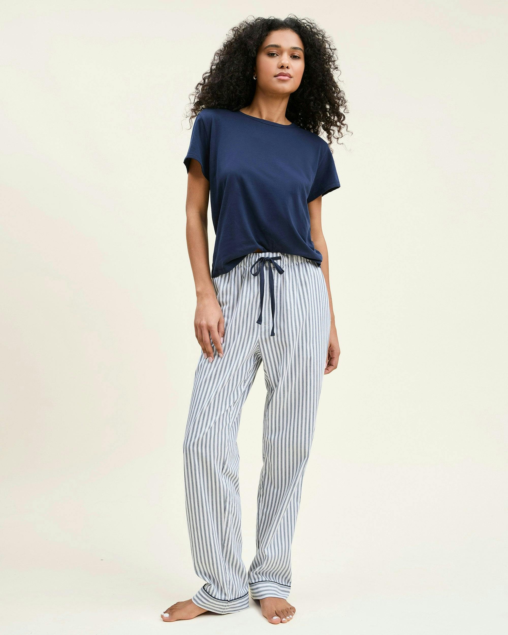 Women's Pima Essential Crew Neck Tee in Navy