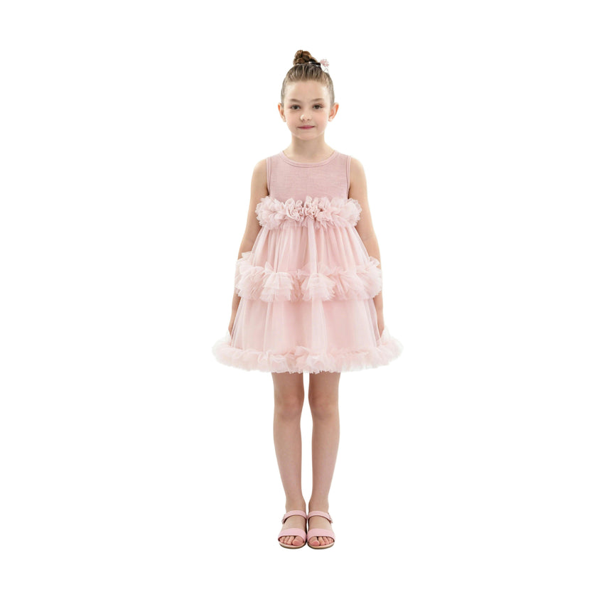 Pink Norelia Ruffle Tulle Dress