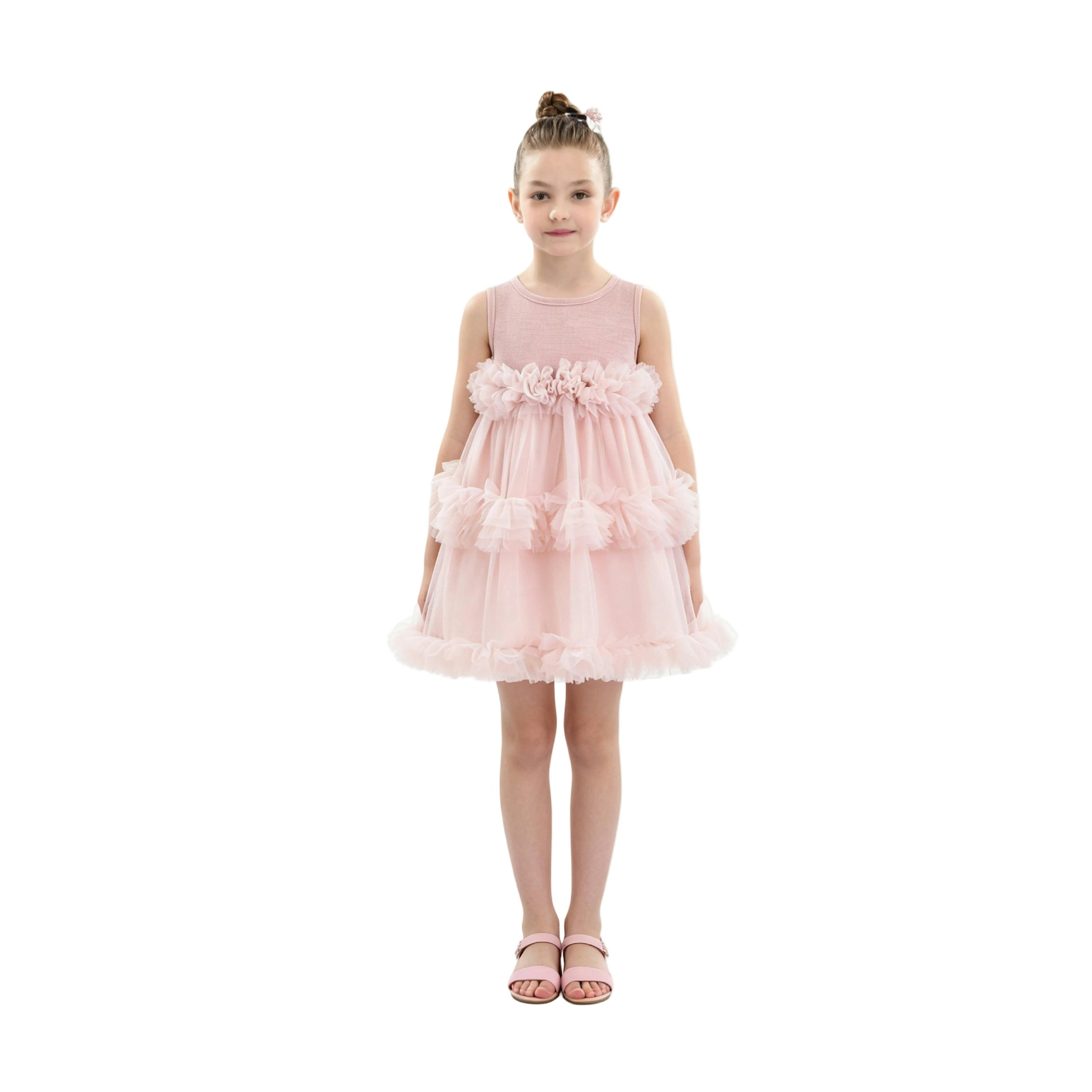 Pink Norelia Ruffle Tulle Dress
