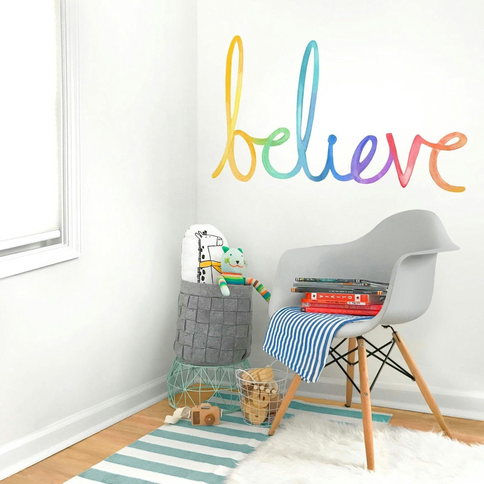 Watercolor Words • Believe • Peel-and-Stick Wall Decals