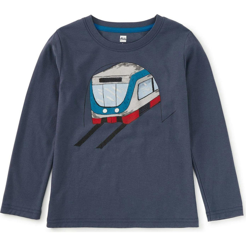 Tunnel Train Graphic Tee, Blue