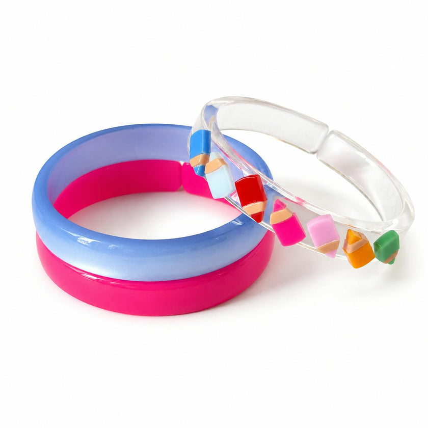 Pencils & Pink Blue Bangles