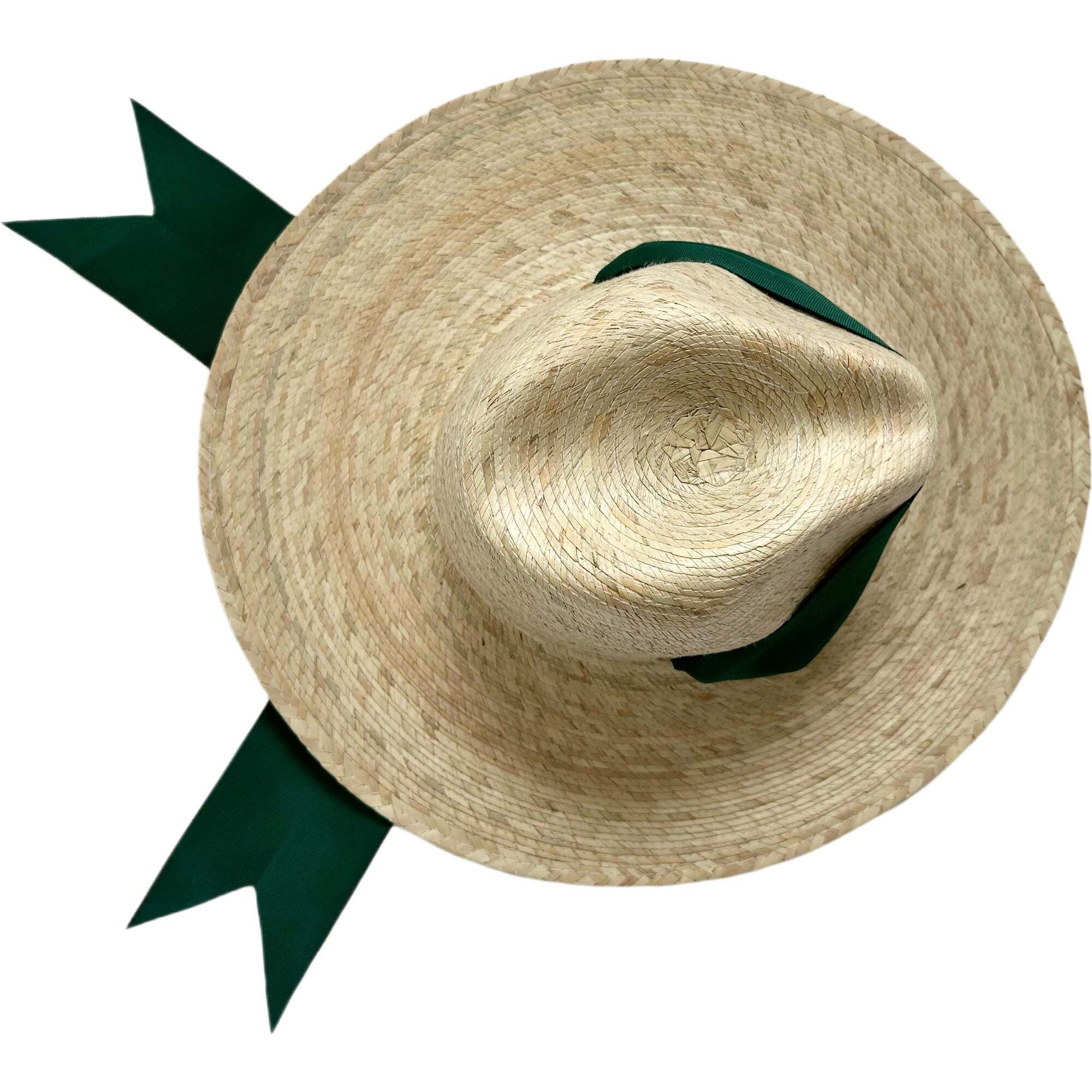 Women's Zinnia Wide & Short Brim Grosgrain Ribbon Masters Sun Hat, Green