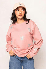 Micah Crew Neck Sweatshirt in Pink & Bows