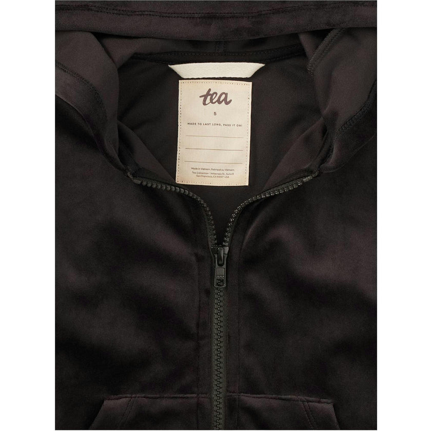 Ears Velour Hoodie, Black