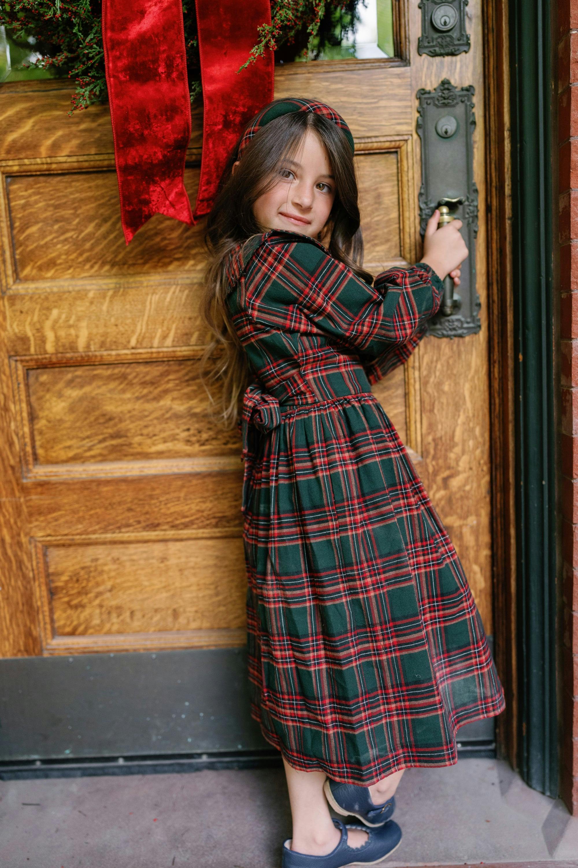 Mini Maisy Long Sleeve Dress in Evergreen Plaid