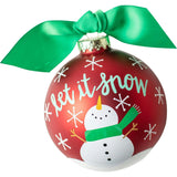 Snowman Let it Snow Glass Ornament