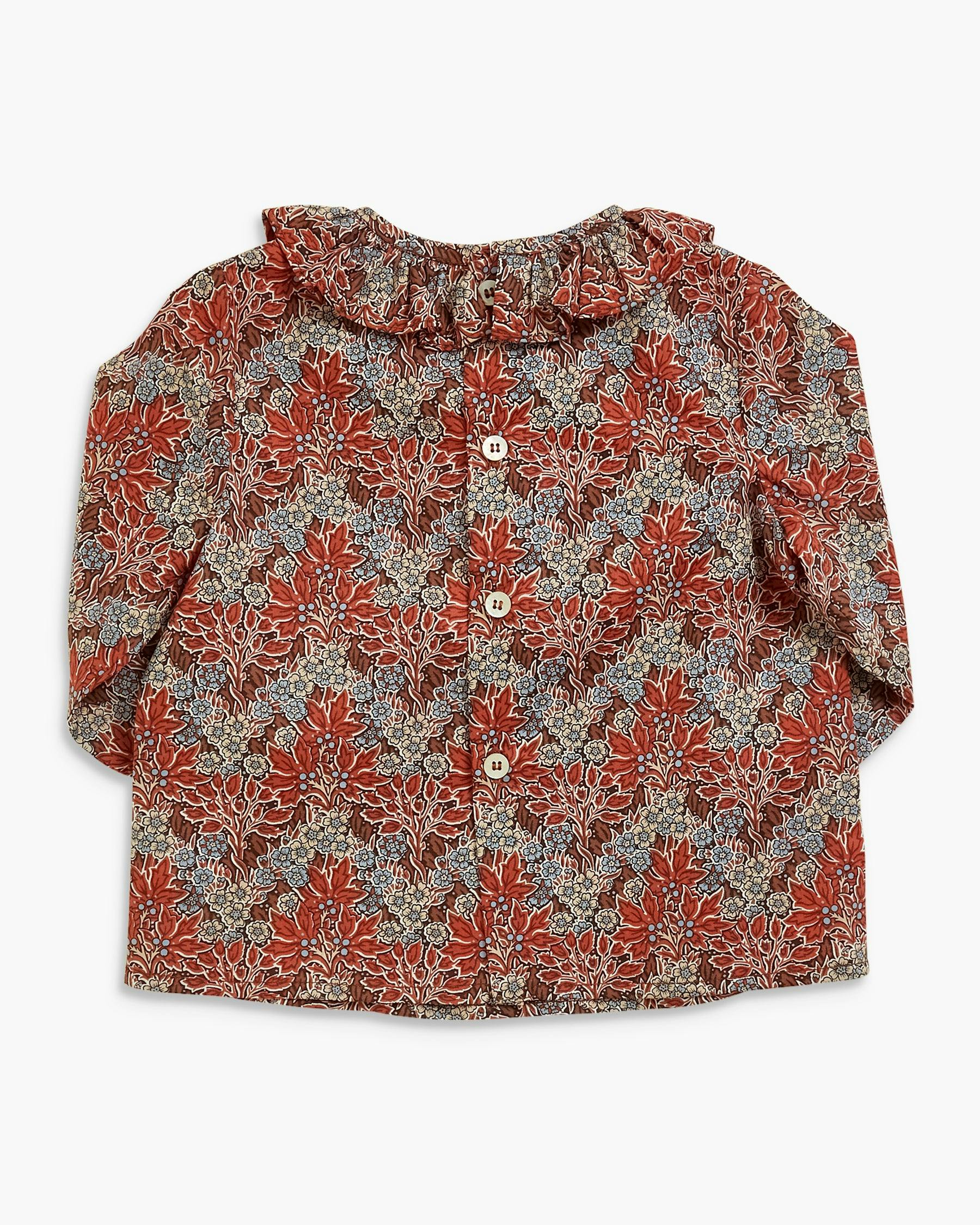 Amelia Baby Blouse Rust Blue Liberty