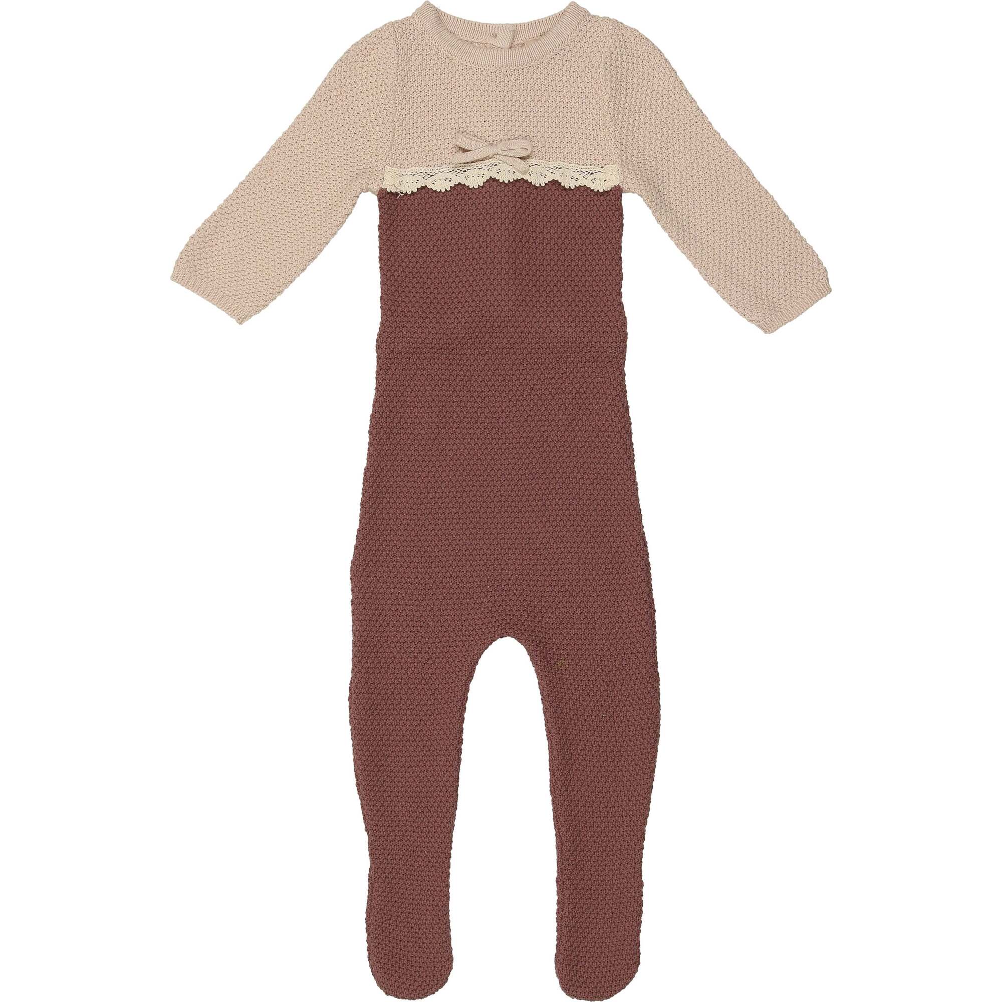 Cutie Color-Block Long Sleeve Footie, Red