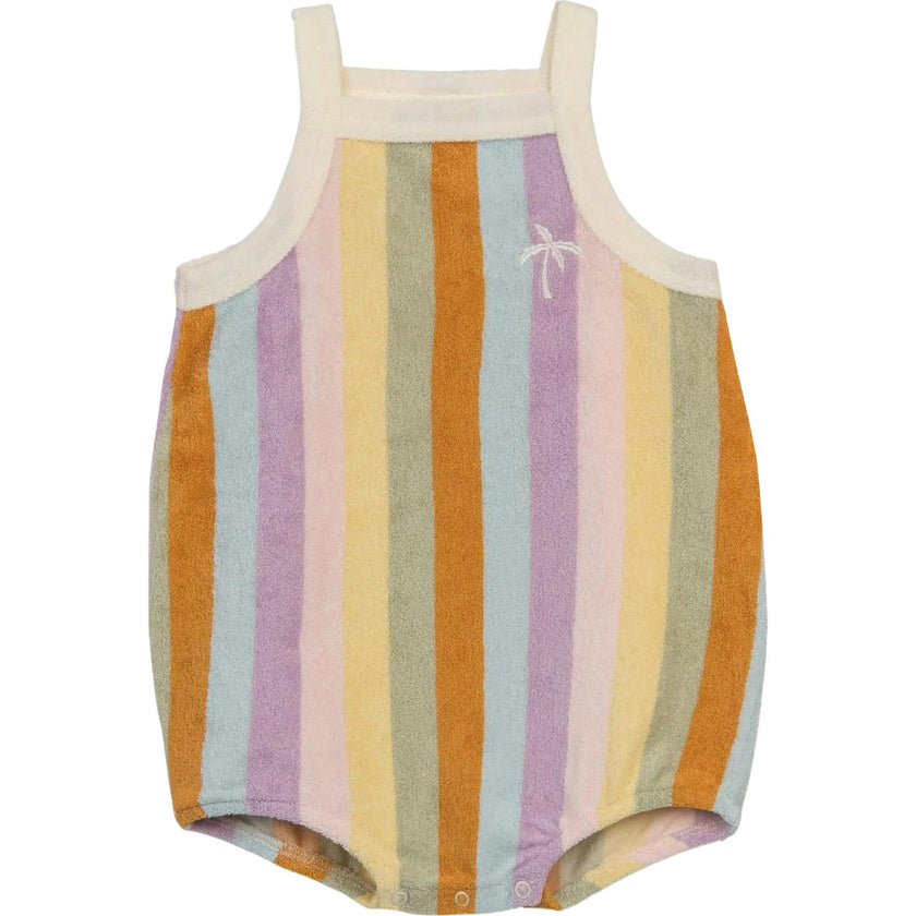 children's terry romper - sunset stripes