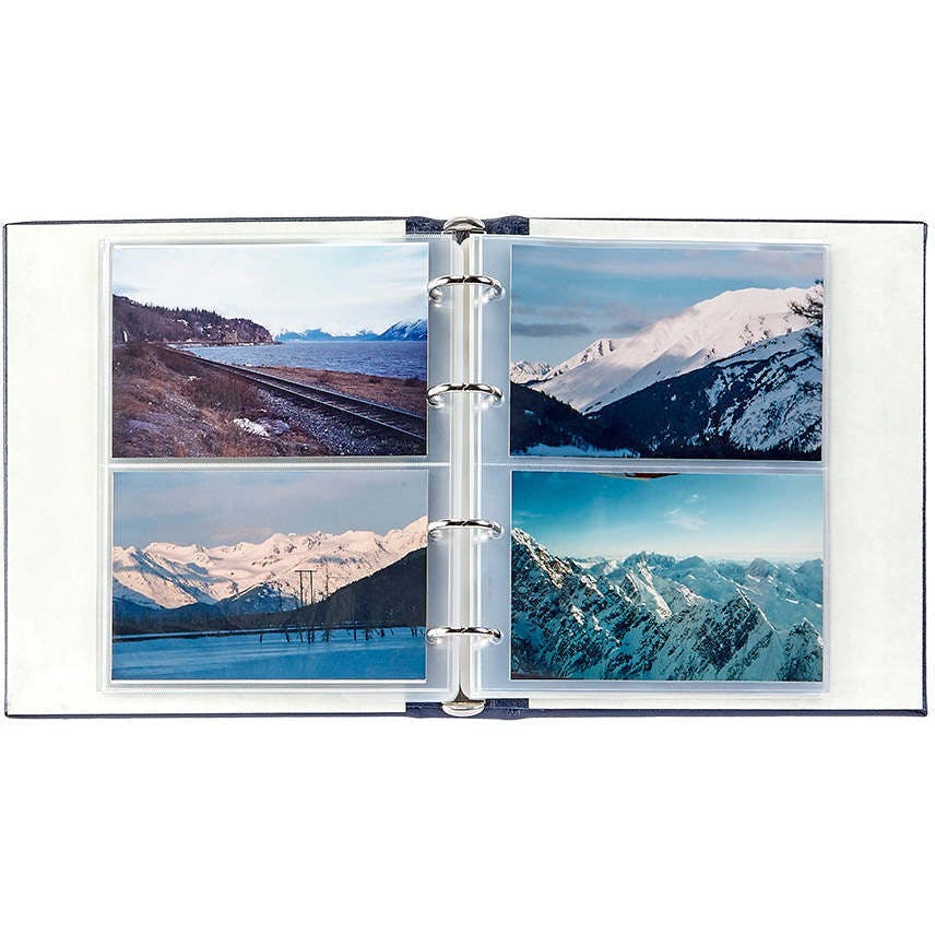 Medium Clear Pocket Pebble Grain Leather Photo Album