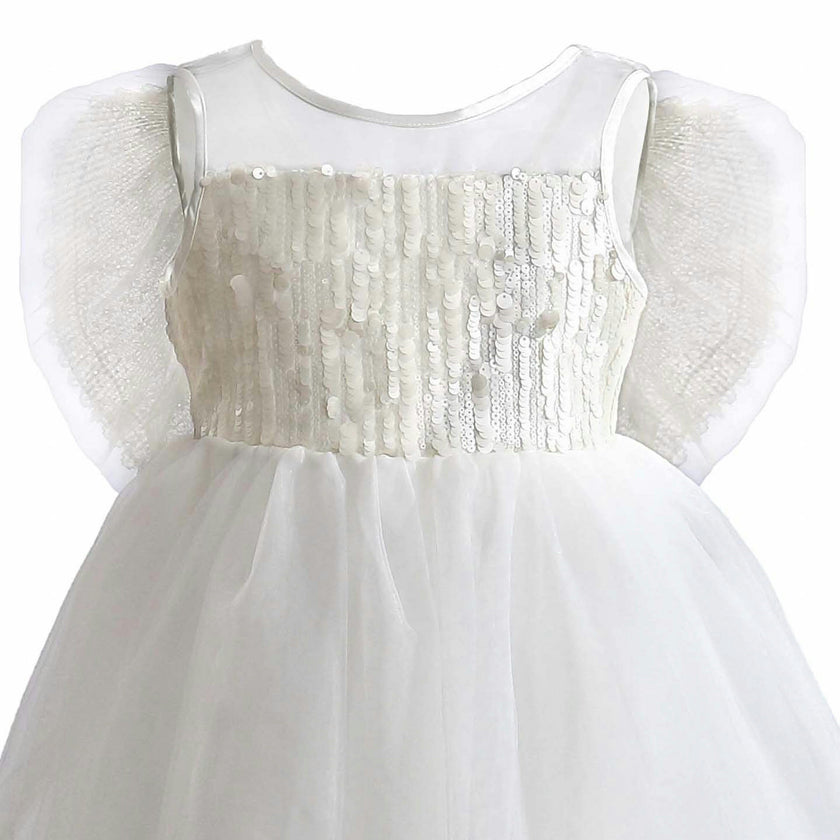 White Novalie Layered Tulle Dress