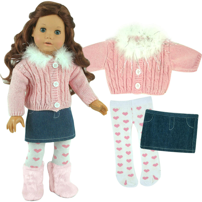 18" Doll Fur Trim Chenille Sweater
