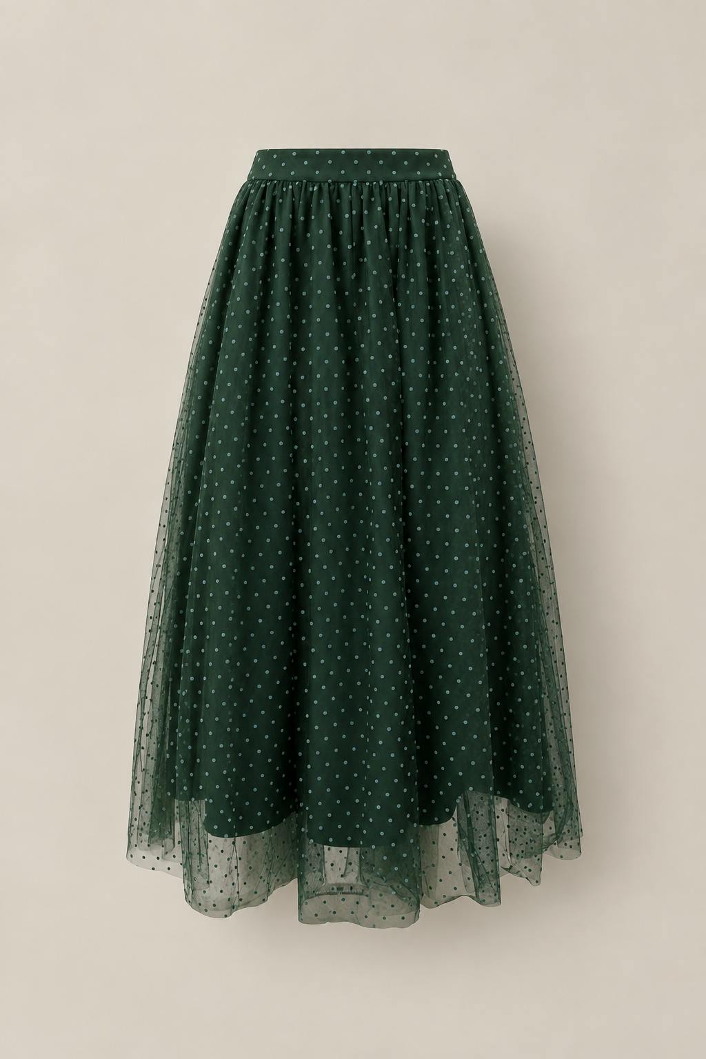 Brigitte Skirt in Emerald Flocked Dot Tulle
