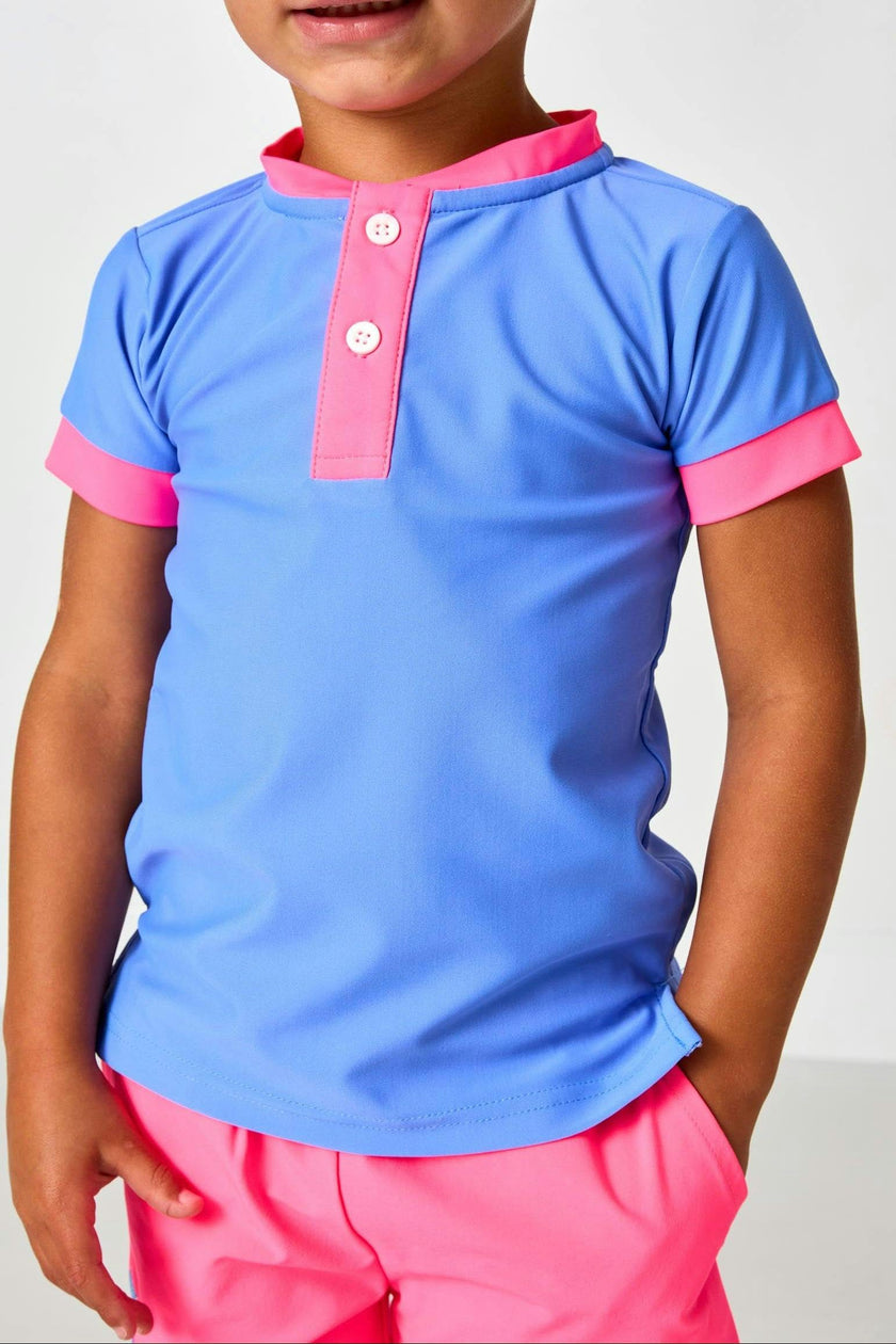 sky blue/neon pink blade shirt
