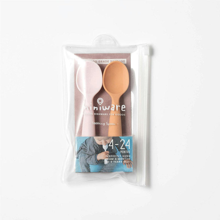 Silicone Training Spoon 2-pack - Cotton Candy + Toffee