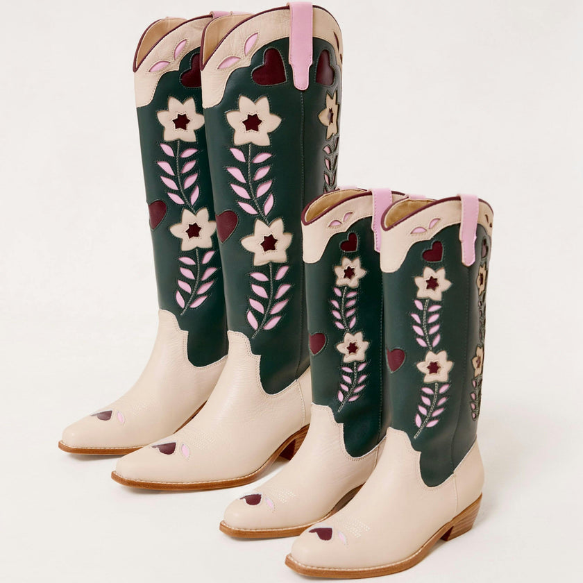 Mini Dakota Boot in Green & Cream