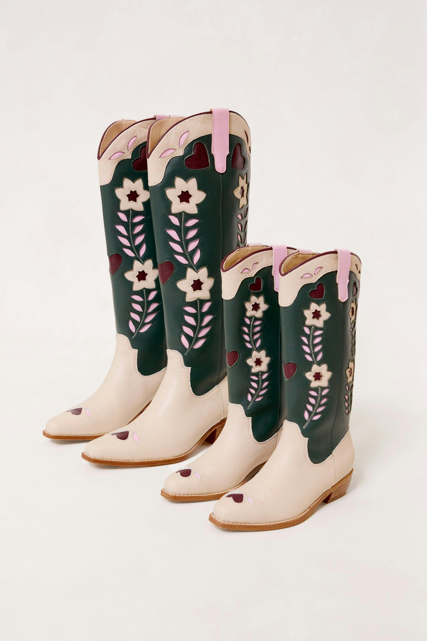 Mini Dakota Boot in Green & Cream