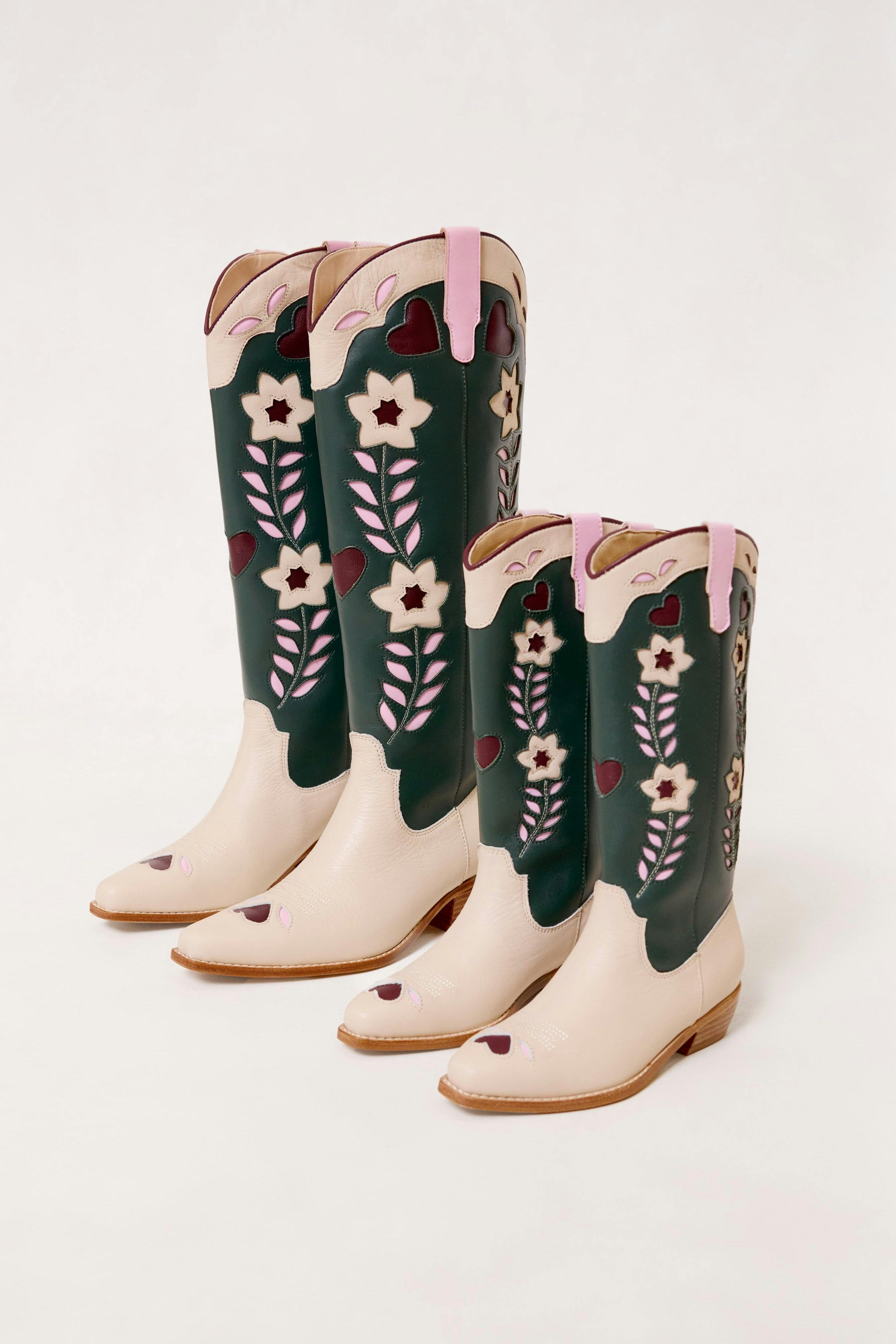 Mini Dakota Boot in Green & Cream
