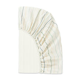 Crib Sheet in GOTS Certified Organic Brushed Cotton in Ivory with Cool Multi-Color Stripes
