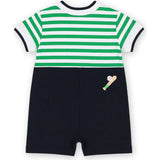 Stripe Knit Shortall With Baseball Field