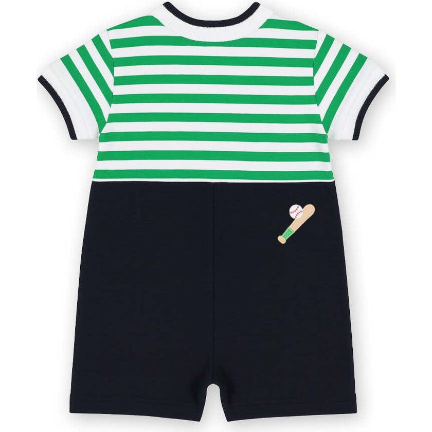 Stripe Knit Shortall With Baseball Field
