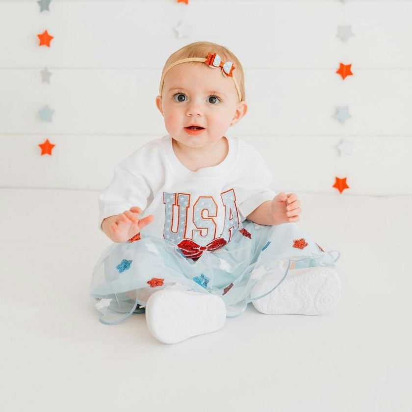 Glitter Flag Bow Baby Headband